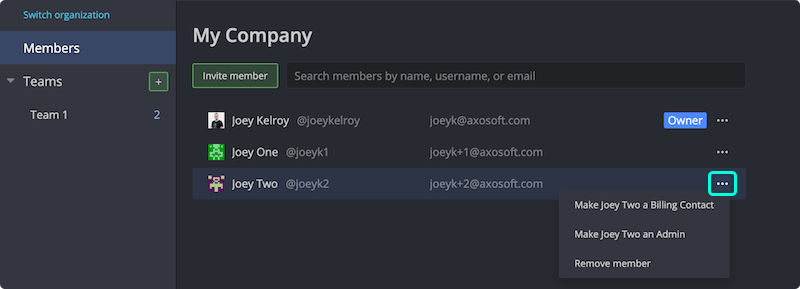 Edit user roles or remove users