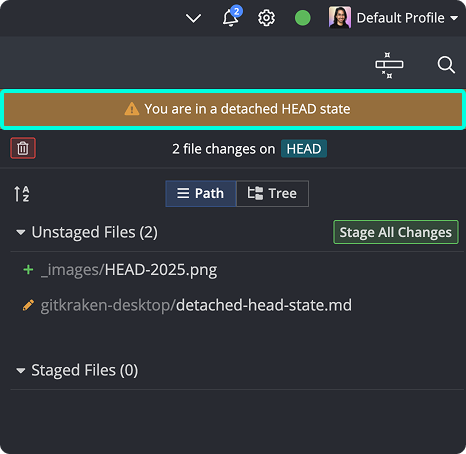 Commit warning in detached state