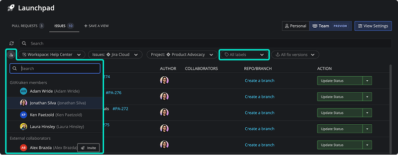 Filtering issues by properties