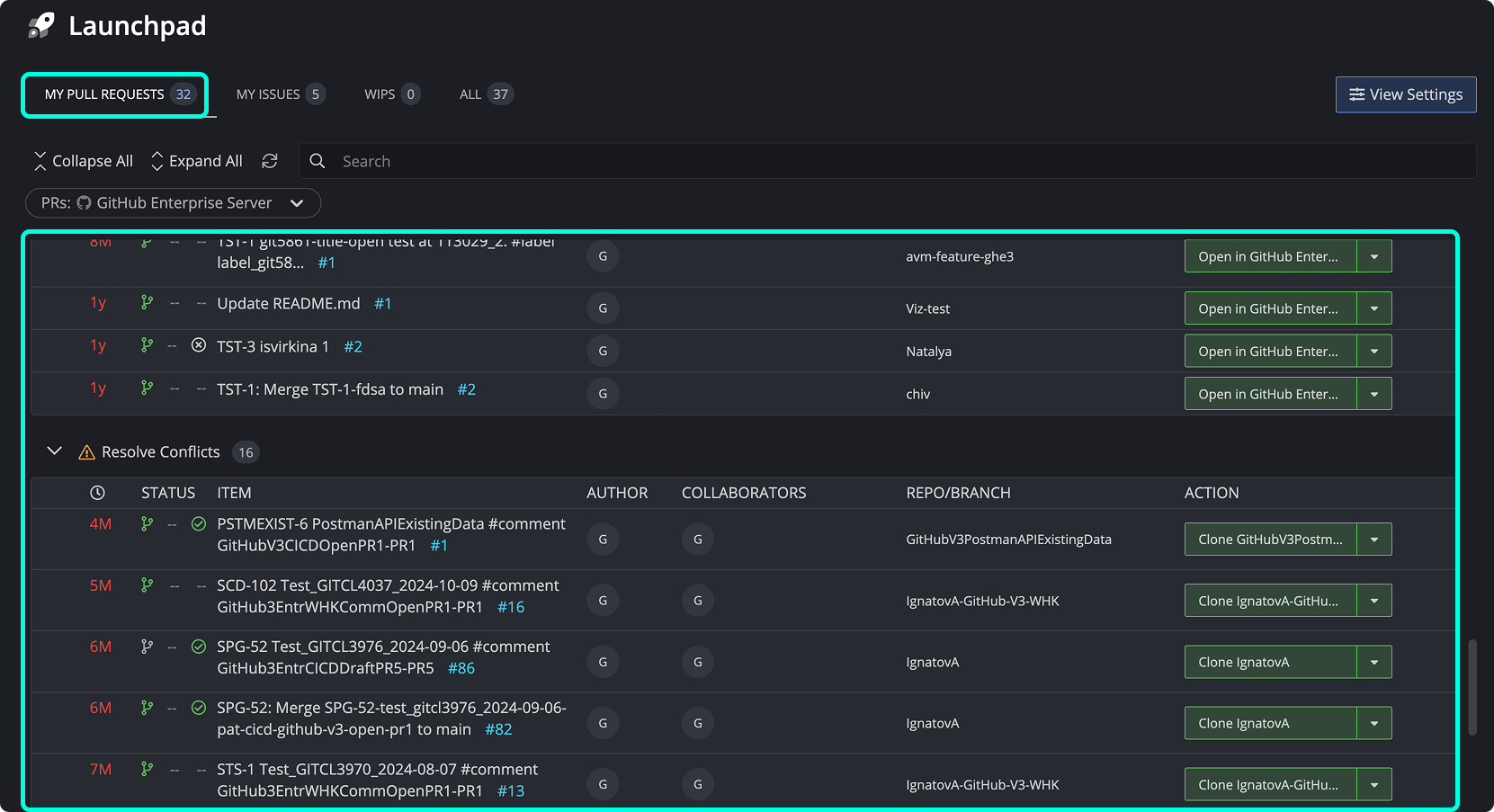 Launchpad list view on On-Premise
